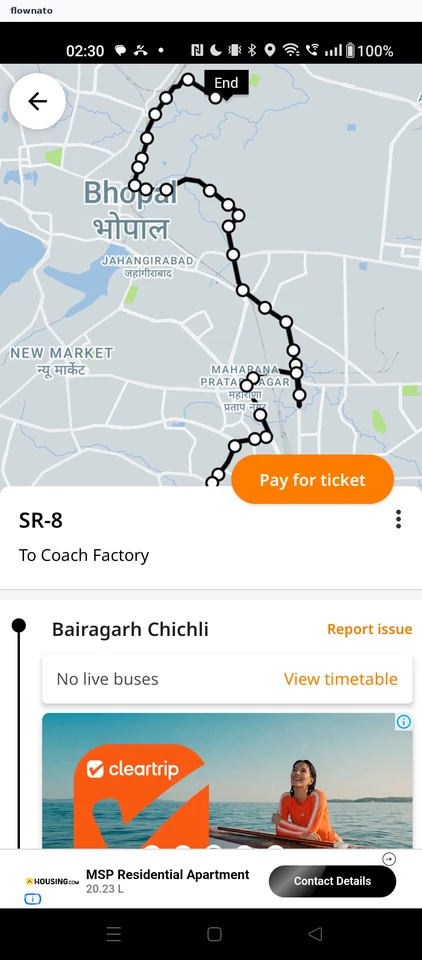 Chalo: Tracked route