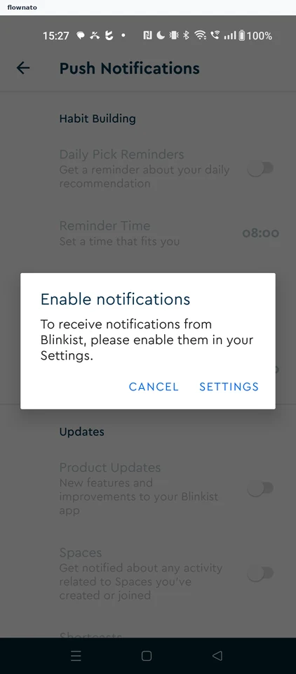 Blinkist: Push notification settings