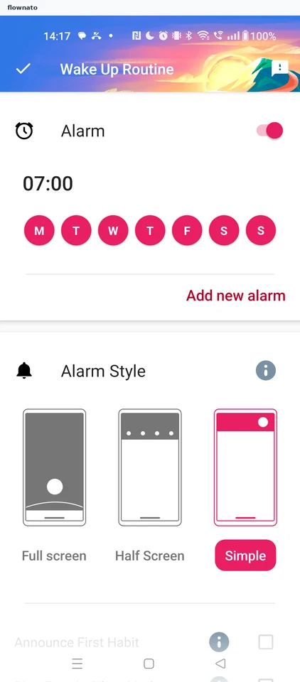 Fabulous: Routine settings