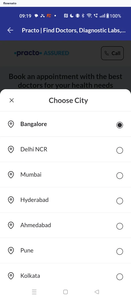 Practo: City picker