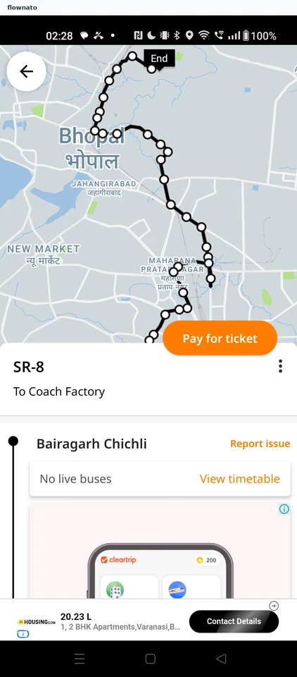 Chalo: Tracked route