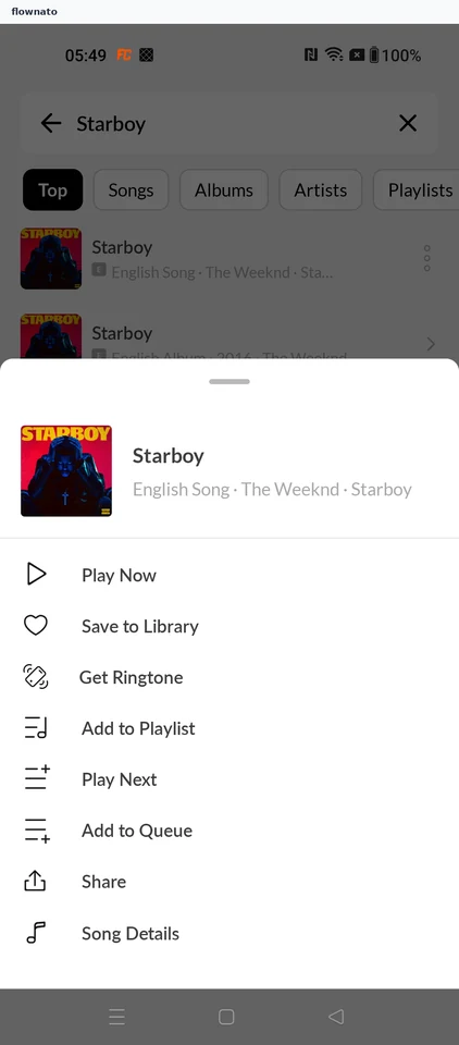 JioSaavn: Search results