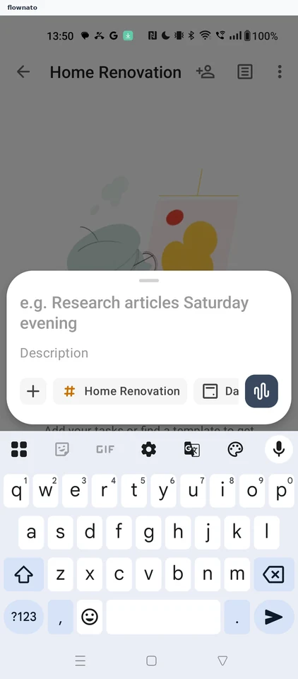 Todoist: Quick add sheet