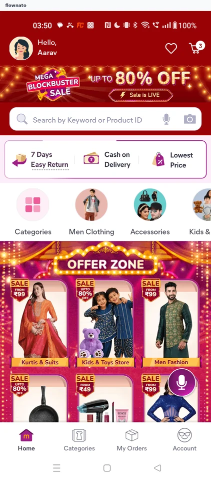 Meesho Start on Home screen