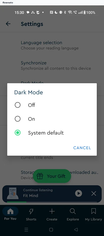 Blinkist: Dark Mode theme picker