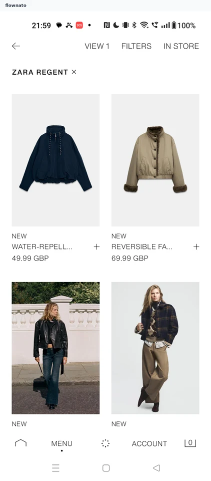 ZARA: Product list