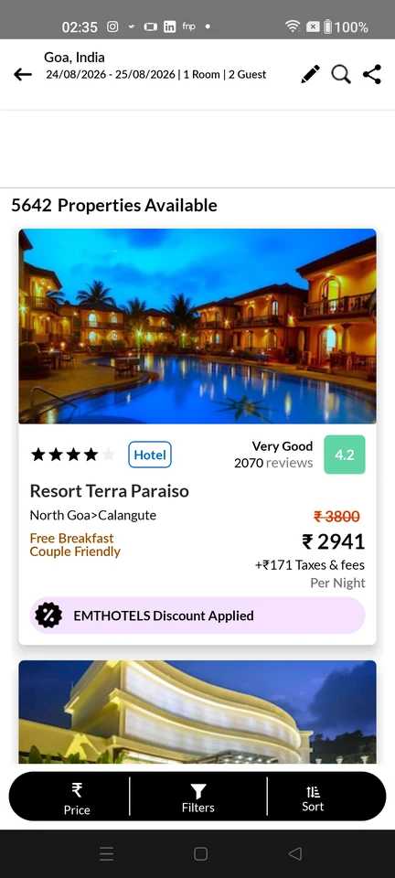 EaseMyTrip Hotel results