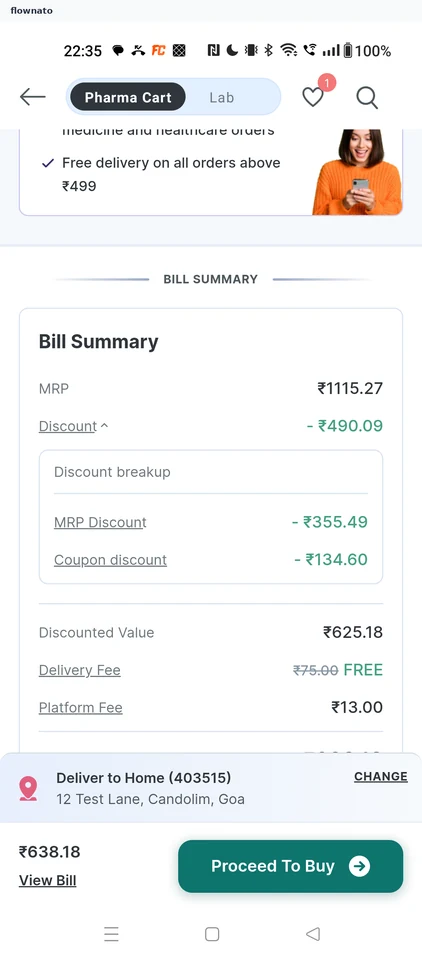 PharmEasy: Bill summary