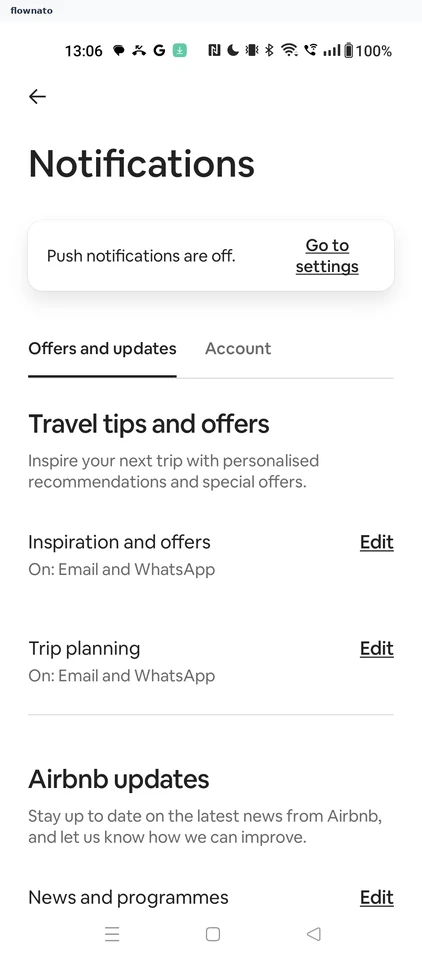Airbnb: Notification preferences