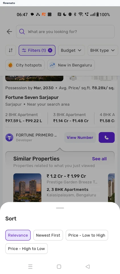 Housing: Sort options