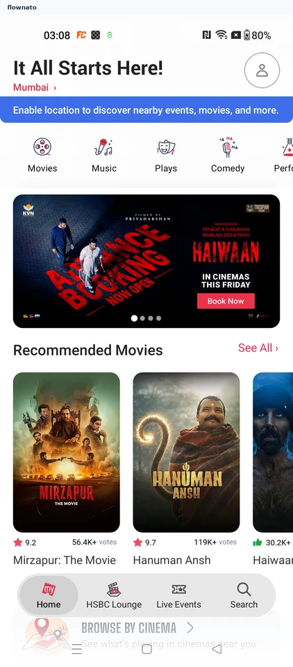 BookMyShow: Start from your city home
