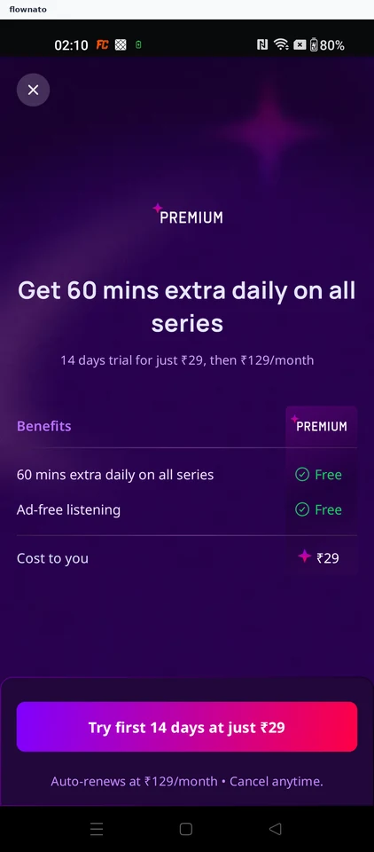 Pocket FM: Decline the Premium trial