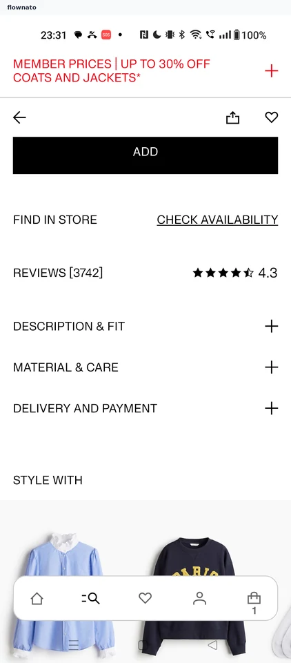 H&M: Product detail
