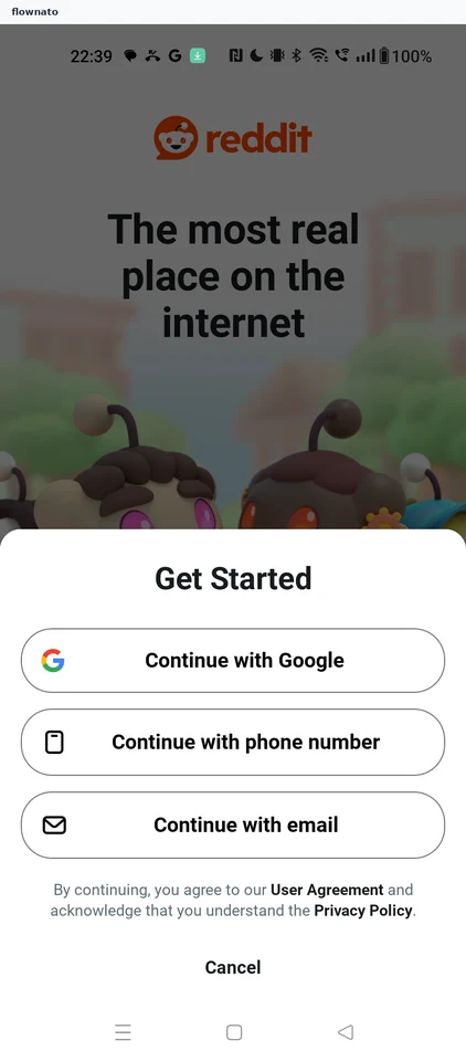 Reddit: Get Started account method sheet