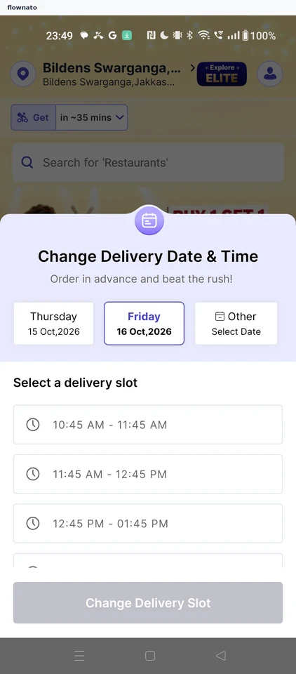 EatSure: Delivery slot selection