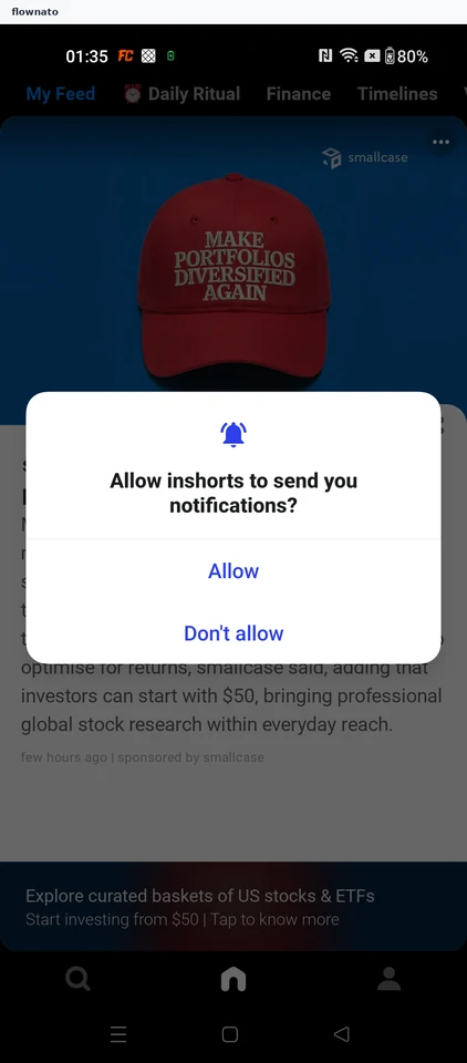 Inshorts Decide on notifications screen
