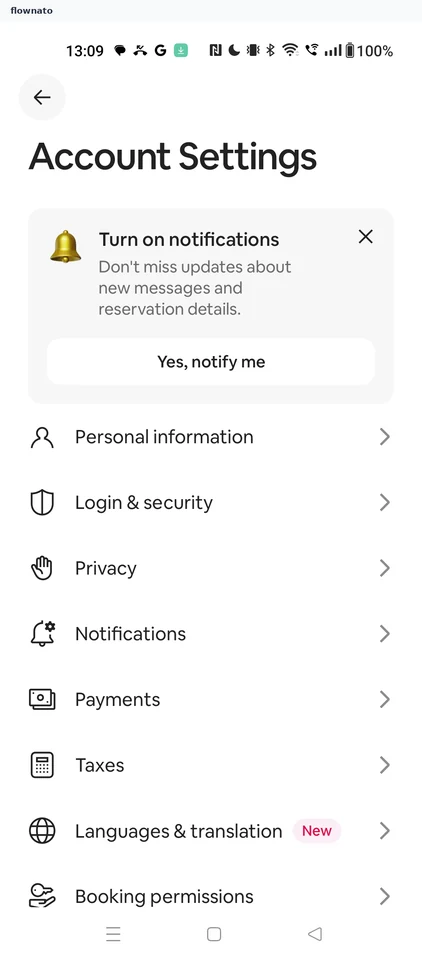 Airbnb: Account Settings