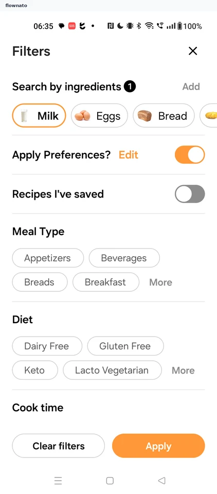 Samsung Food: Recipe filters