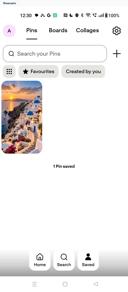 Pinterest: Saved tab
