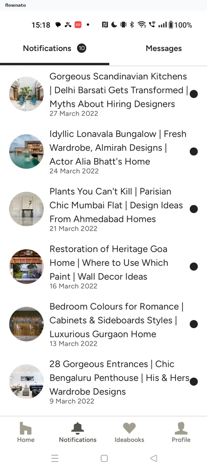 Houzz: Notifications
