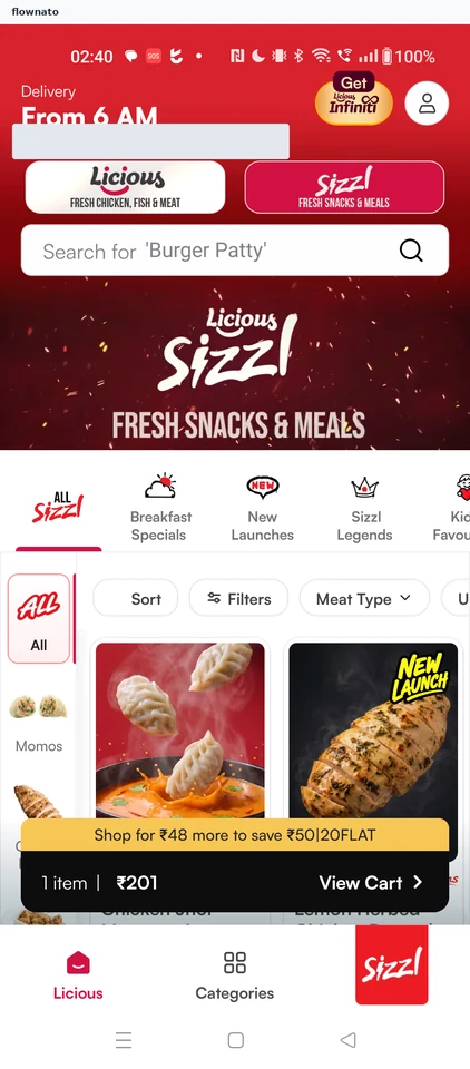 Licious: Product listing