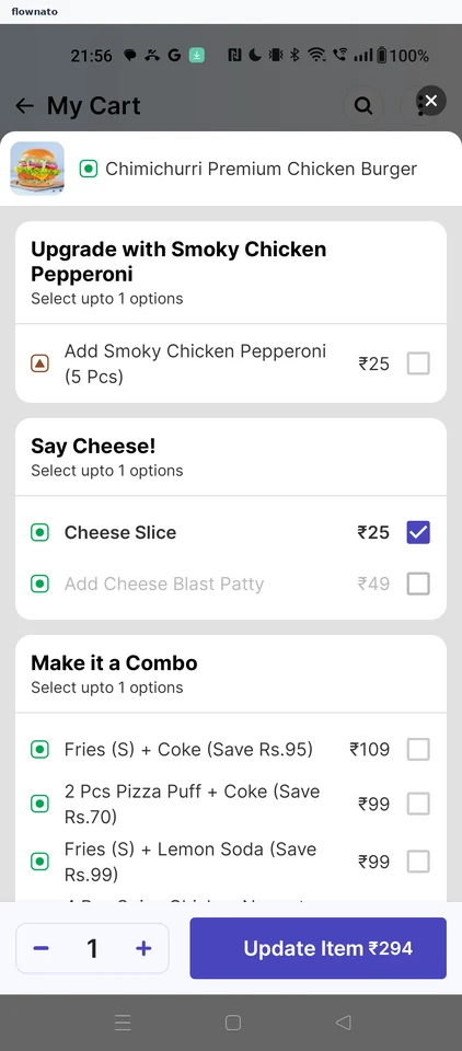 EatSure: Cheese slice selected