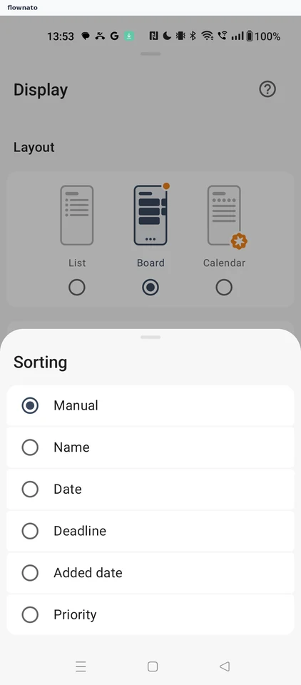 Todoist: Sorting options