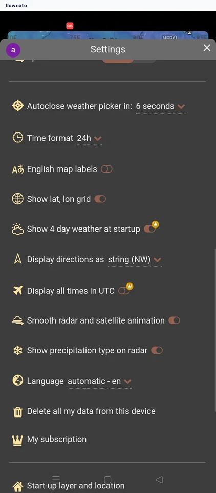 Windy: Settings
