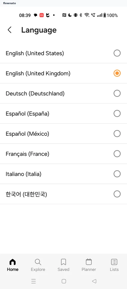 Samsung Food: App language