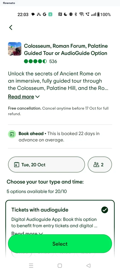 Tour options