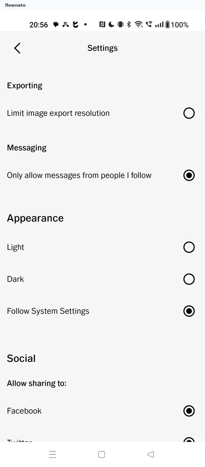 VSCO: Settings
