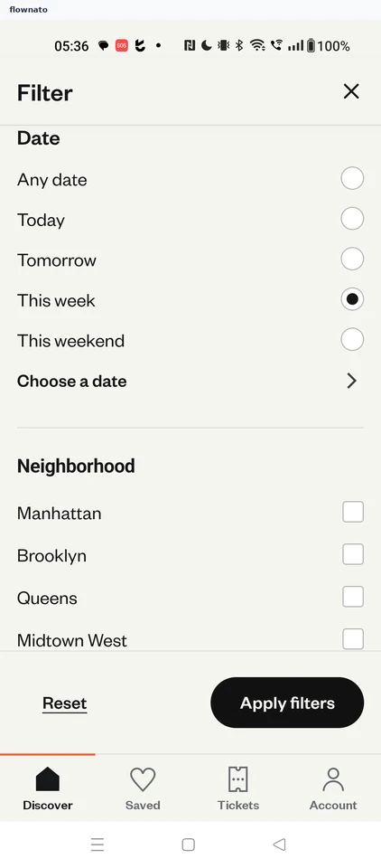 Eventbrite: Search filters
