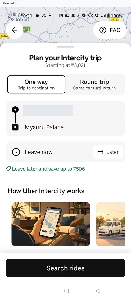 Uber: Plan your Intercity trip