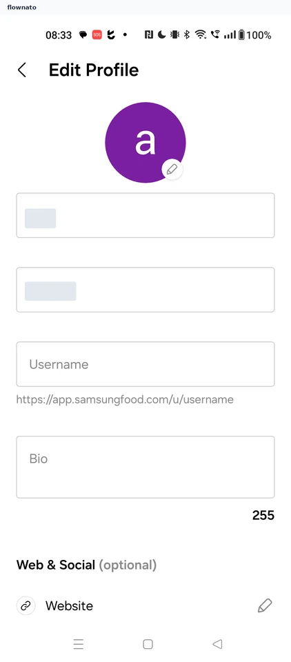 Samsung Food: Edit profile
