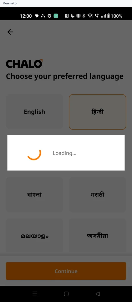Chalo: Language selection