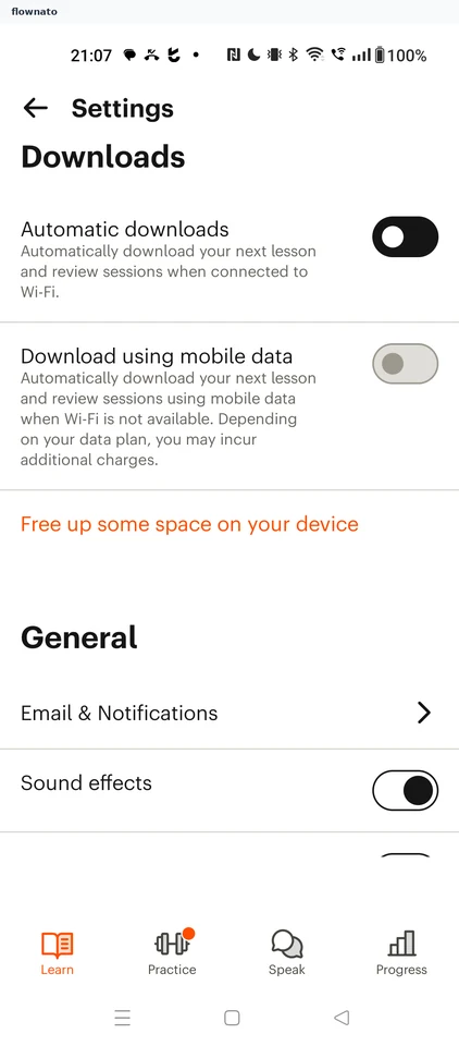 Babbel: Settings