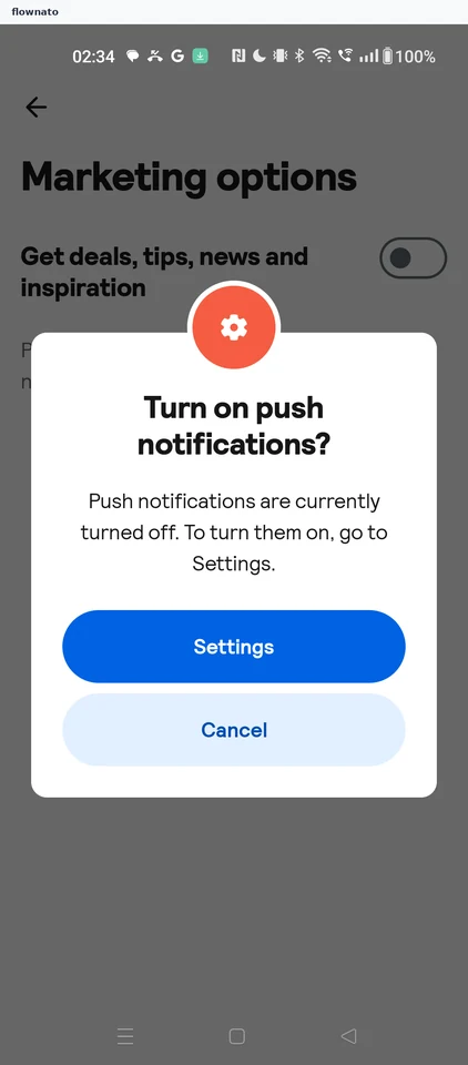 Skyscanner: Push notifications prompt