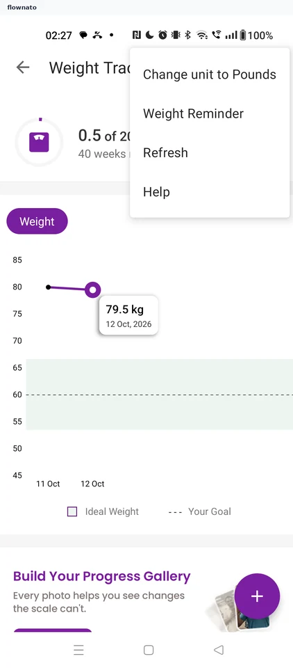 Healthify: Tracker options