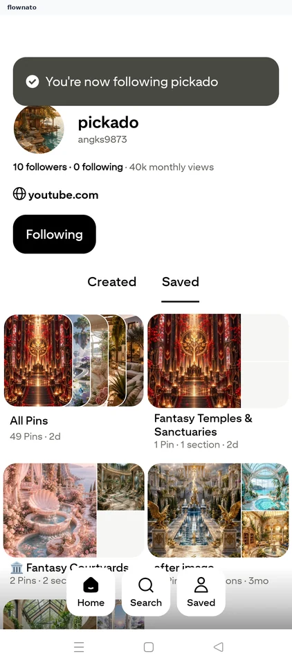 Pinterest: Now following