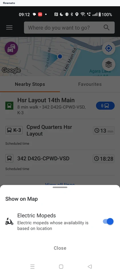 Moovit: Show on Map layers sheet