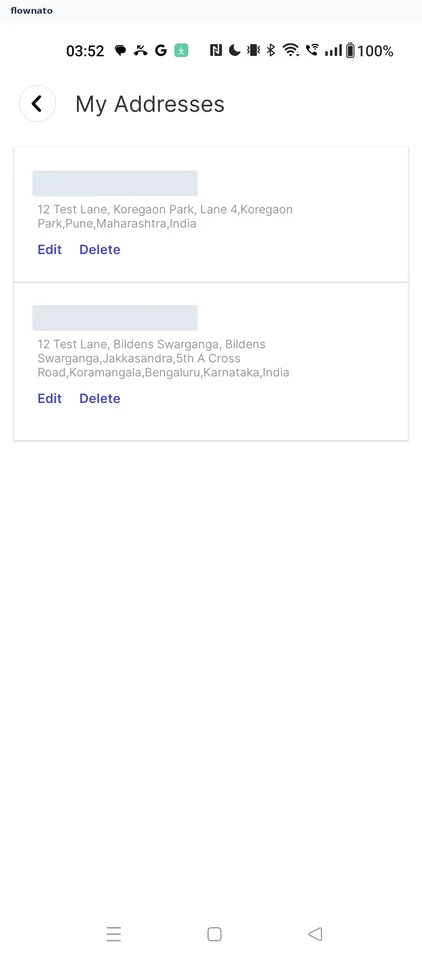 EatSure: Saved addresses