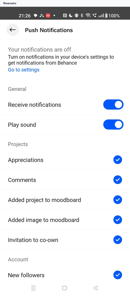 Behance: Push Notifications