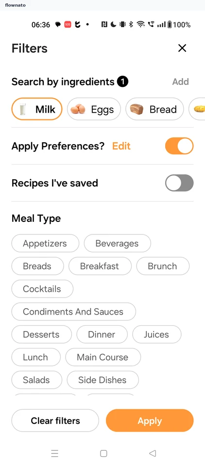 Samsung Food: Recipe filters