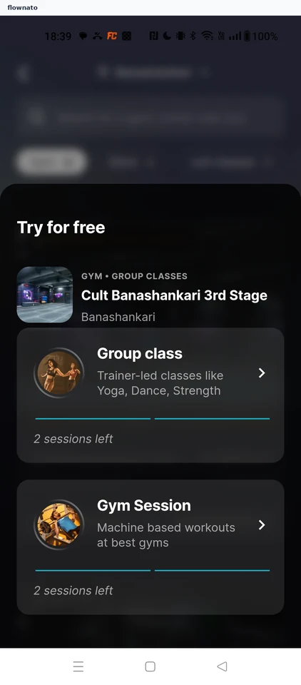 cult.fit: Choose trial type