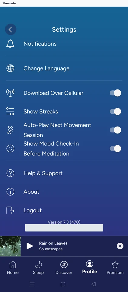 Calm: Settings