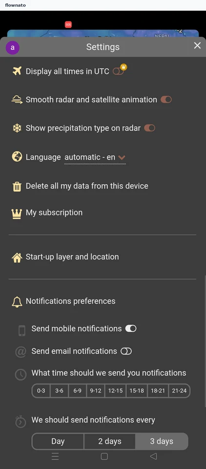 Windy: Settings