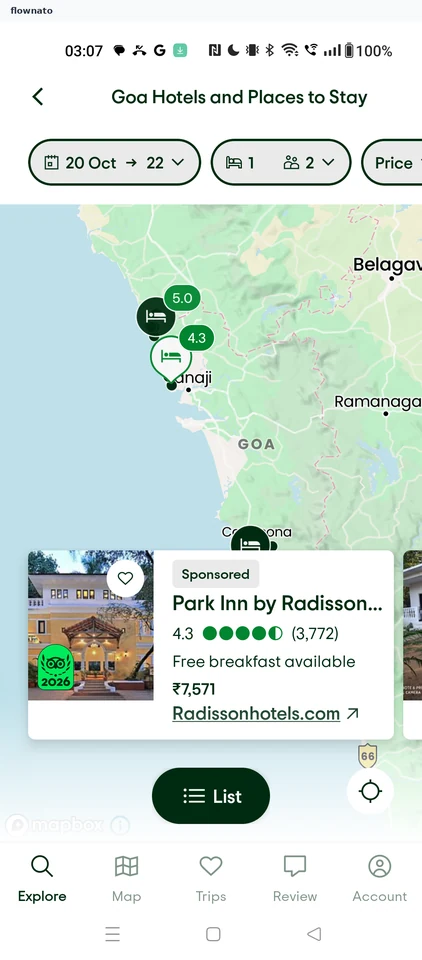 Tripadvisor: View hotels on a map