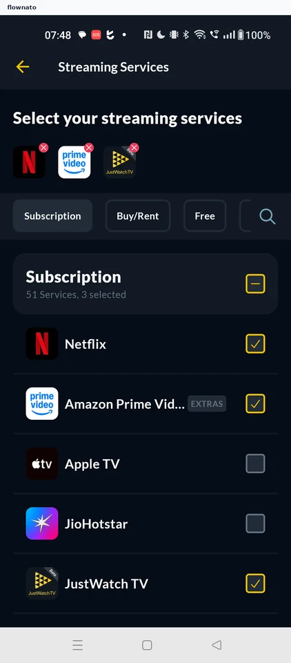 JustWatch: Manage streaming services