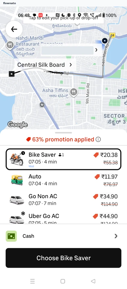 Uber: Ride options
