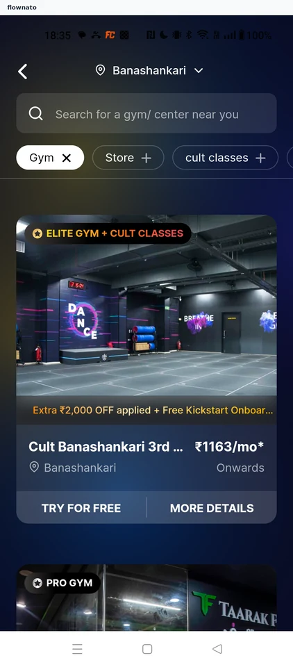 cult.fit: Gym list